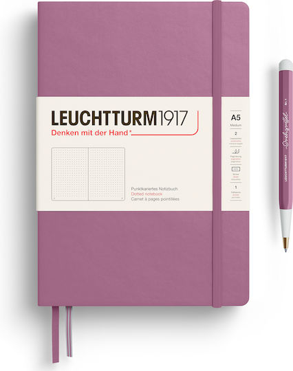 Leuchtturm1917 Σημειωματάριο A5 Bullet 125 Φύλλων με Τελείες με Σκληρό Εξώφυλλο και Λάστιχο Ροζ