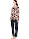 Pink Label Winter Damen Pyjama-Set Blue