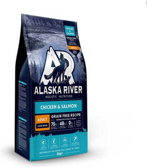 Alaska River 3kg Ξηρά Τροφή χωρίς Σιτηρά για Ενήλικους Σκύλους Μεγαλόσωμων Φυλών με Κοτόπουλο και Σολομό