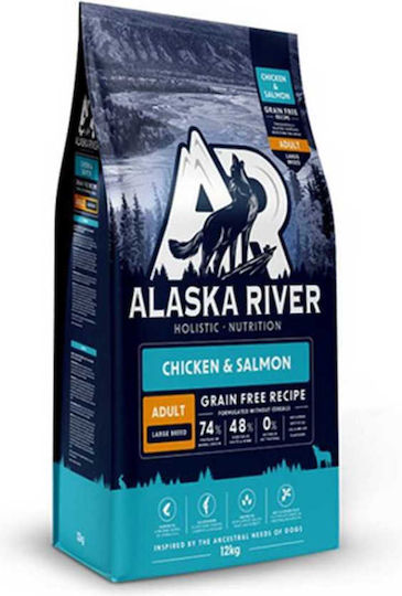 Alaska River 12kg Ξηρά Τροφή χωρίς Σιτηρά για Ενήλικους Σκύλους Μεγαλόσωμων Φυλών με Κοτόπουλο και Σολομό