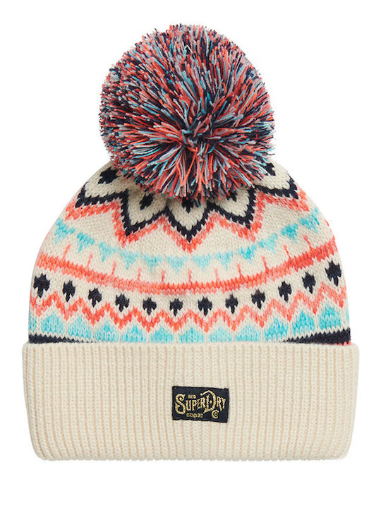 Beanie Γυναικείος Σκούφος Πλεκτός σε Εκρού χρώμα