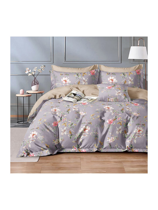 Beauty Home Marin Σετ Κουβερλί Υπέρδιπλο Βαμβακοσατέν Λιλά 220x240cm 3τμχ