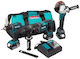 Makita DLX3078TX1 Σετ Γωνιακός Τροχός, Δραπανοκατσάβιδο & Σκαπτικό Brushless 18V με 3 Μπαταρίες 5Ah και Θήκη