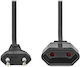 Adaptoare cablu de alimentare Nedis, Euro Plug, Euro Socket, Drept-drept, Două fire, Negru, Vrac, 2m