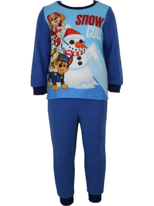 Paw Patrol Παιδική Πιτζάμα Χειμωνιάτικη Fleece Albastru Deschis