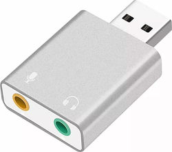 Roger Usb Audio Card Microphone Input Virtual 7.1 Silver Roger Usb Audio Card Microphone Input Virtual 7.1 Silver