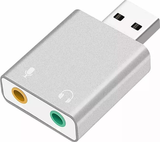 Roger Usb Audio Card Microphone Input Virtual 7.1 Silver