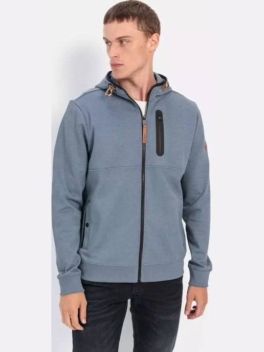Men's Cardigan with Buttons and Hood Blue