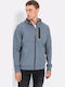 Men's Cardigan with Buttons and Hood Blue