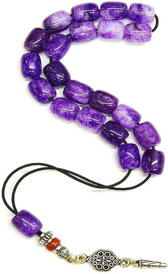 Roloi Komboloi Agate Worry Beads Purple 28cm