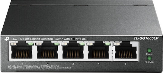 TP-LINK TL-SG1005LP Unmanaged L2 PoE+ Switch with 4 Gigabit (1Gbps) Ethernet Ports