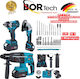 Homeone Bortech Set Eckiges Rad & Schlagschrauber & Excavator 36V mit 2 Batterien 6Ah und Hülle
