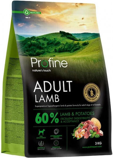 Profine 3kg Ξηρά Τροφή με Λίγα Σιτηρά για Ενήλικους Σκύλους με Αρνί και Πατάτες