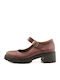 Leder Pumps mit Riemchen Burgundisch