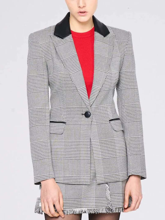 Silvian Heach Women's Leather Blazer Gray Silvian Heach Women's Leather Blazer Gray