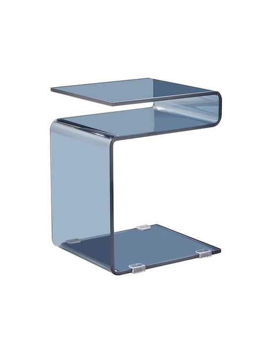 Rectangular Side Coffee Table Glasser Glass Light Gray W42xL38xH48cm EM735 1