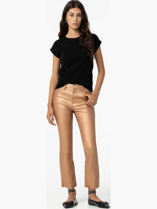 Women's Fabric Trousers Slim Fit Bronze