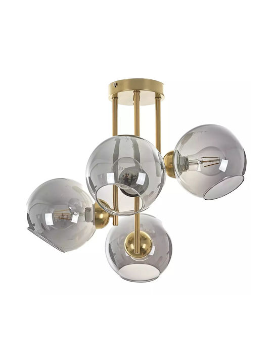 Hängelampe Gold für 4 Lampen E27 47x40x47cm.