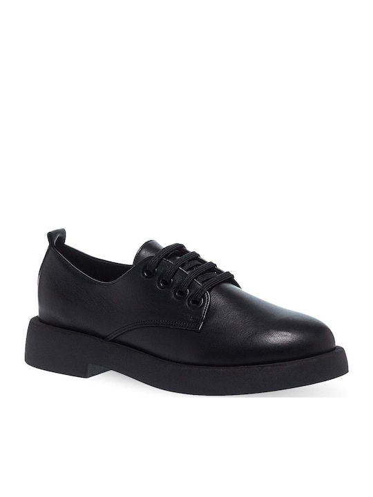 Δερμάτινα Γυναικεία Oxfords σε Μαύρο Χρώμα
