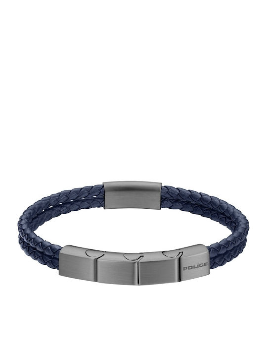 Police Parallel Men's Leather Bracelet 19cm