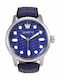 Season Time Herrenuhr Batterie mit Blau Lederarmband