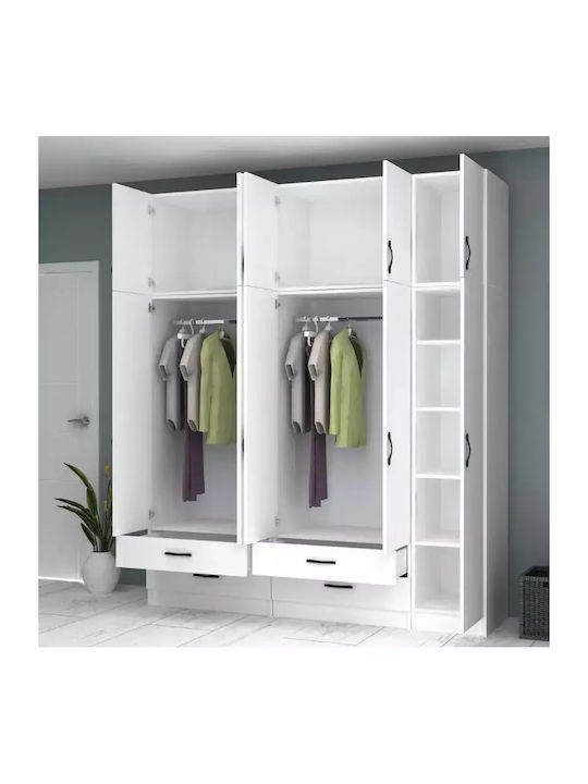 Five Door Wardrobe Ricardo with Loft White 200x...
