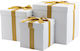 Set de 3 cutii decorative pentru cadouri din hârtie alb-auriu 30x30x30cm 25x25x25cm 20x20x20cm 157.001.0123.02