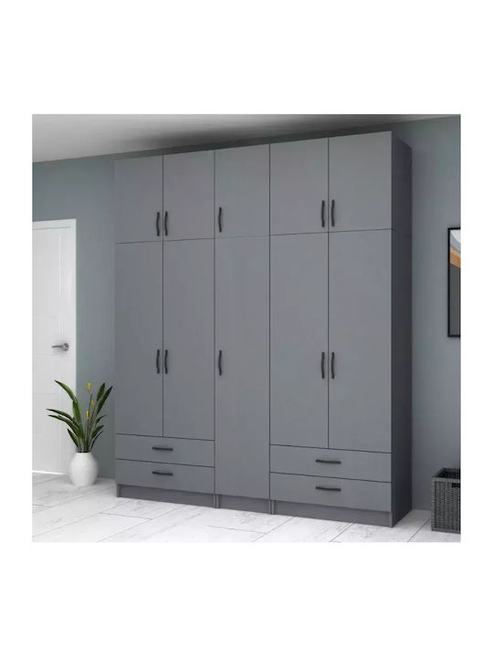 Five Door Wardrobe Ricardo with Loft Charcoal 2...