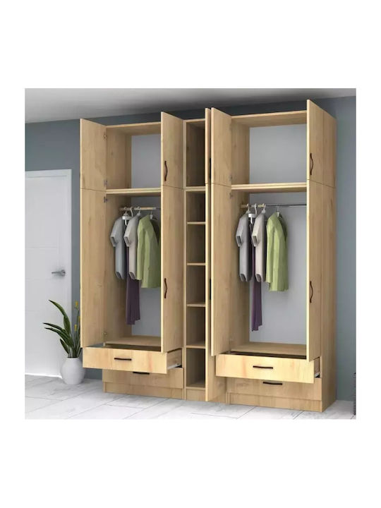 Five Door Wardrobe Ricardo with Loft Natural Be...
