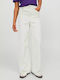 Women's High-waisted Fabric Trousers in Wide Line White