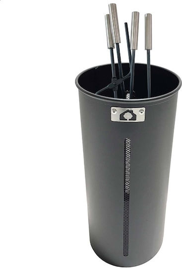 Home & Camp Bronx Fireplace Tool Set with Stand Holder Black