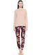 Pink Label Winter Damen Pyjama-Set Salmon
