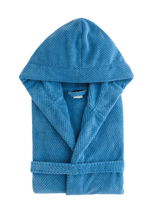 Kentia Kinderbademantel Jump Blau mit Kapuzen-