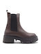 Leder Damen Stiefeletten mit Mittelhohem Braun Absatz