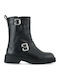 Leder Stiefeletten Damen Schwarz
