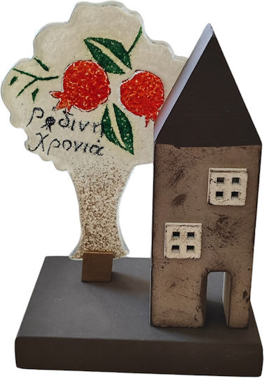 House Tree Composition Glass Wood 14x9.5cm "Kallisti"