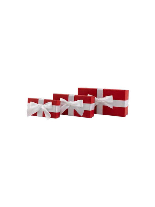 Due esse Set of 3 Decorative Gift Boxes Paper Red-White 30x15x8cm 25x12x6cm 20x10x5cm