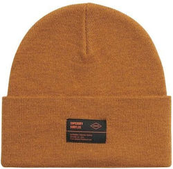 Superdry Surplus Beanie Beanie with Rib Knit in Brown color