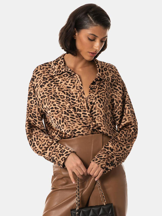 Satin Leopard Print Shirt Animal-3