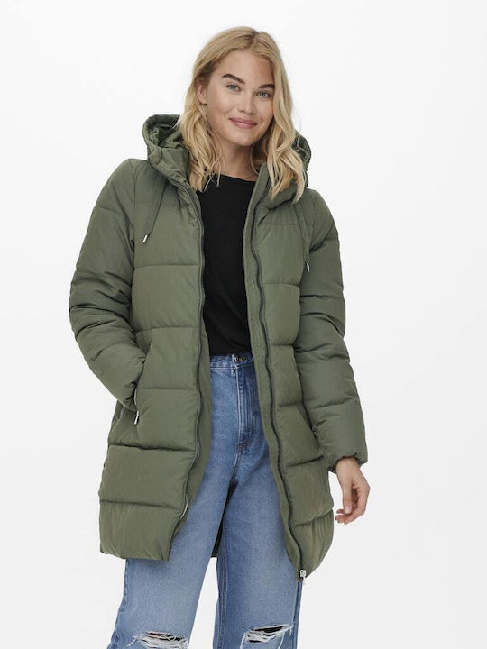 Only Dolly Lang Damen Puffer Jacke für Winter G...