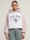 Signature Cropped Γυναικείο Φούτερ με Κουκούλα White / Rose