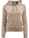 Cropped Women's Sweatshirt Hooded Beige
