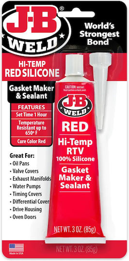 Σιλικόνη Υψηλής Θερμοκρασίας J-B WELD Hi-Temp Red Silicone Gasket Maker & Sealant- Φλατζόκολλα - 3 OZ 85gr Κόκκινο