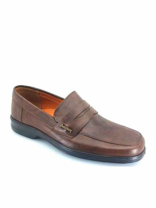 Boxer Δερμάτινα Ανδρικά Loafers σε Καφέ Χρώμα