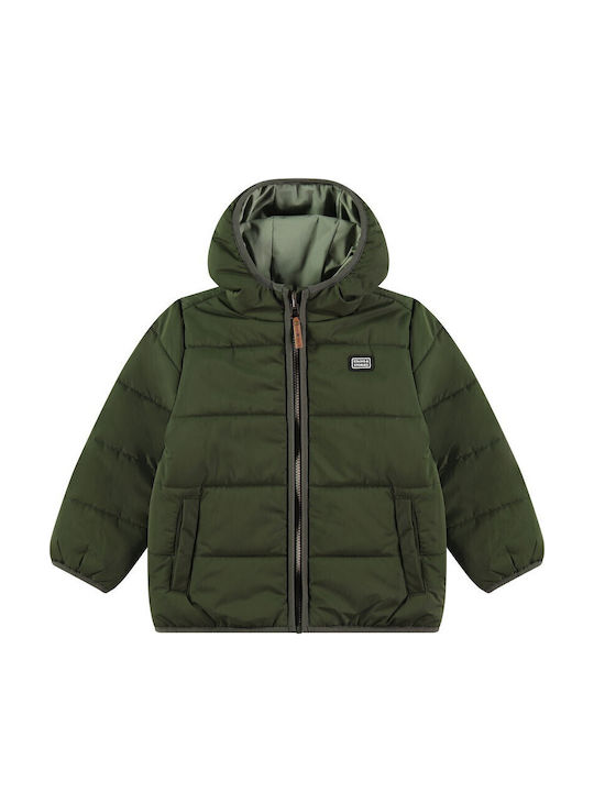Kids' Quilted Jacket Double Sided with Hood Khaki