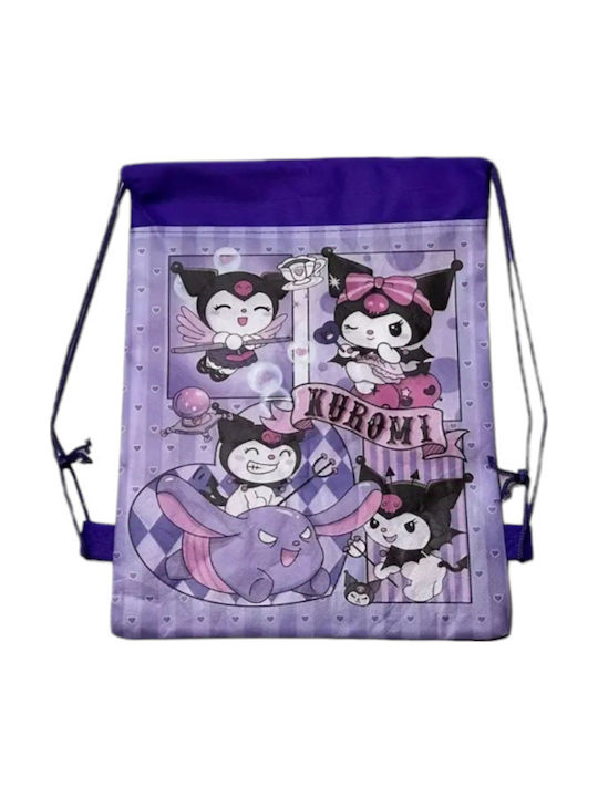 Rucsac din material textil mov cu șnur Kuromi Sanrio