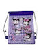 Rucsac din material textil mov cu șnur Kuromi Sanrio