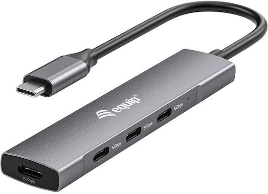 Equip Hub 4 Θυρών USB 2.0 με σύνδεση USB-C Γκρι