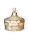 Glass Sweet Jar with Lid Yellow 16x15cm