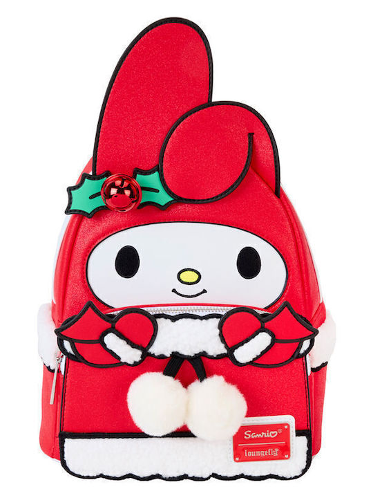 Loungefly My Melody Winter Hello Kitty Kinder Rucksack Rucksack Rot 22.5cmx11.25cmx26.25cmcm Sanrio My Melody Winter Mini